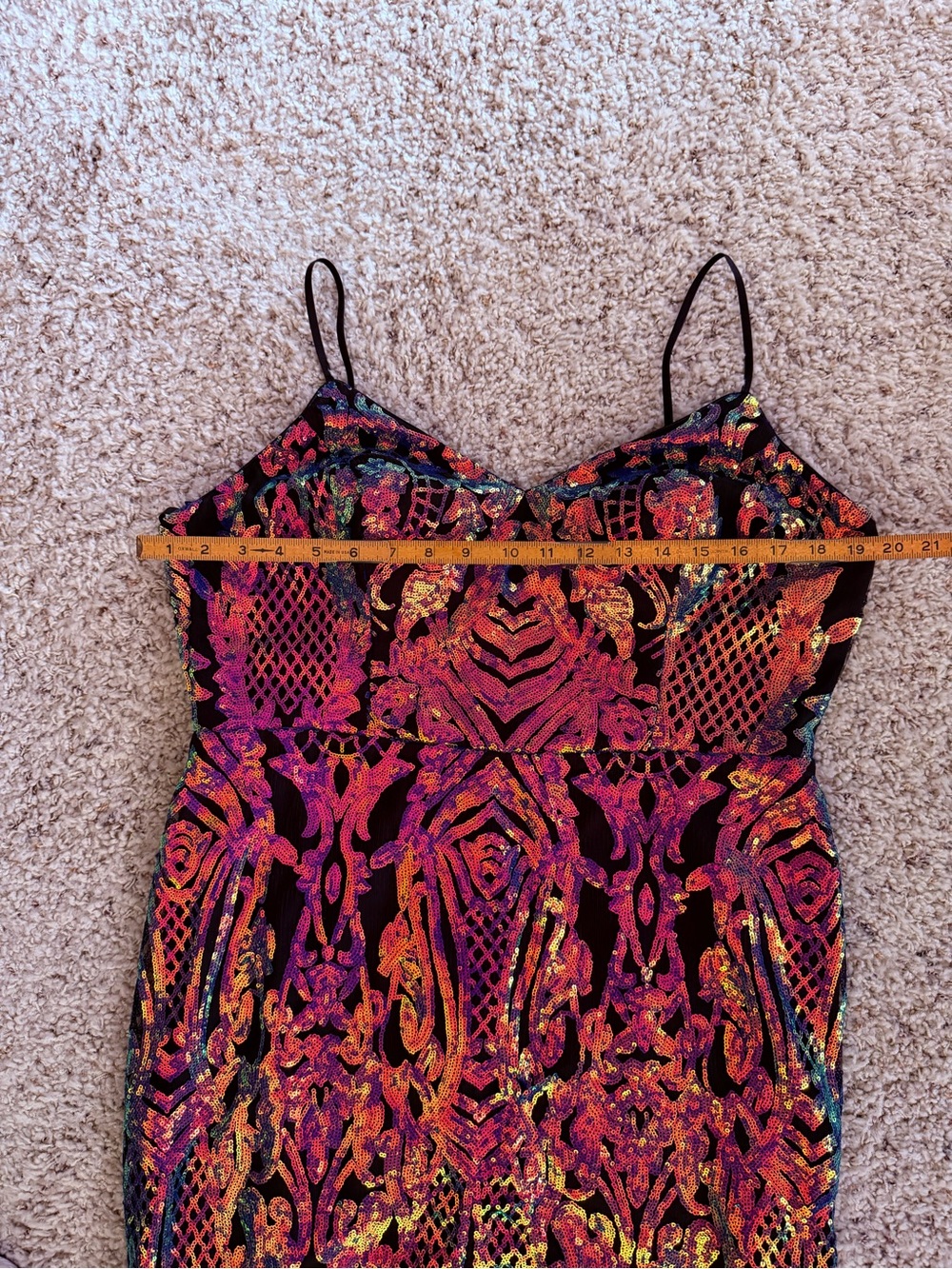 Hoco City Vibe Iridescent Rainbow Sequin Bodycon Dress Sz 17 Homecoming EUC - Picture 6 of 16